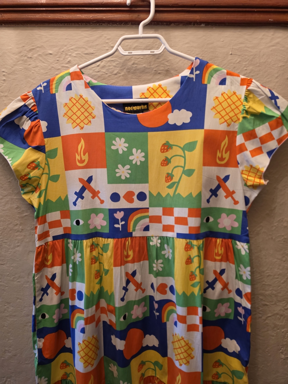 NWT Nooworks Frida Dress Ève Gentilhomme Colorful Patchwork Cotton Large - Picture 4 of 16